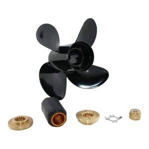 10.6x11 Outboard Propeller Aluminum Fit Mercury Boat Engines 25HP - 70HP Interchangeable Hub 4 Blades